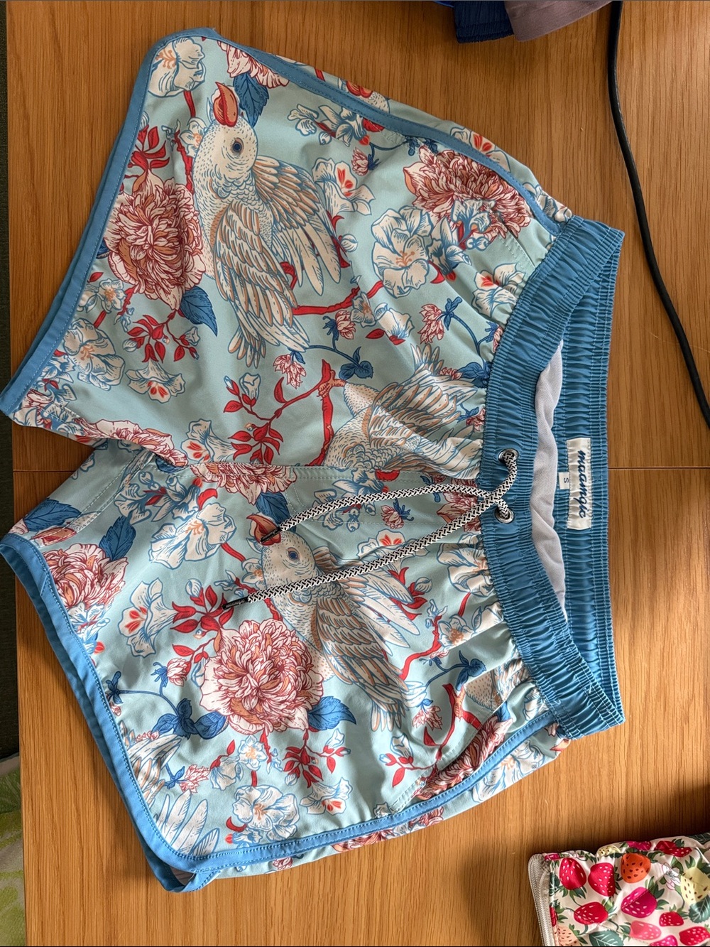 Maamgic Blue Floral & Bird Print 4” Swim Shorts